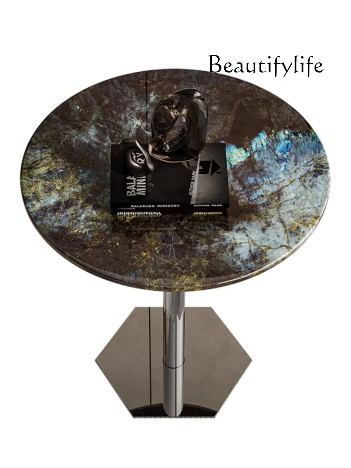 

Italian Designer Creative Marble Sofa Side Table Advanced Artistic Living Room Stone Edge Table