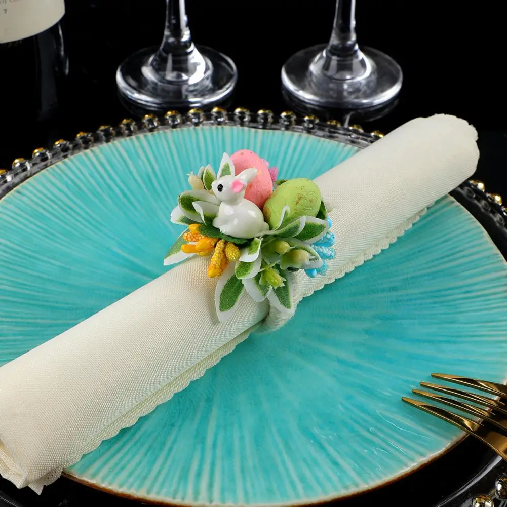 Easter Bunny Napkin Ring Rabbit Ear Easter Egg Design Napkin Holder Dinner Party Festive Spring Home Table Decoration