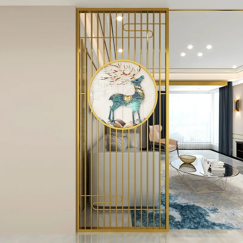 Nordic light luxury wrought iron screen partition, living room new Chinese entrance entrance wall, bedroom entrance