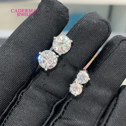 Cadermay 1ct 2ct 3ct 4ct D VVS1 Moissanite Diamond 3 Prongs Martini Earrings Stud 925 Sterling Sliver Earrings For Women Gift