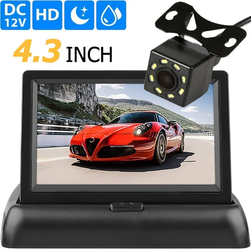 

4.3 Inch Foldable Reverse Backup Camera System Universal Waterproof Camera Monitor Kit For Car Truck RV Mini-Van