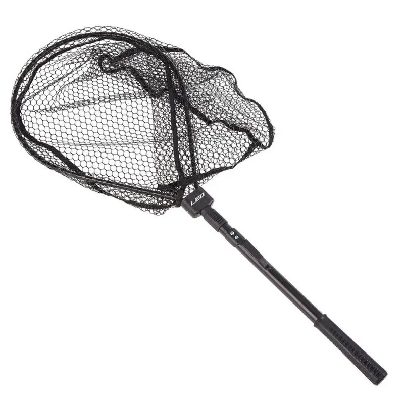 Landing Fishing Net Net Brail Trout Rubber Catch Tackle & Release Black Fish Portable Foldable Extension Folding - view 6