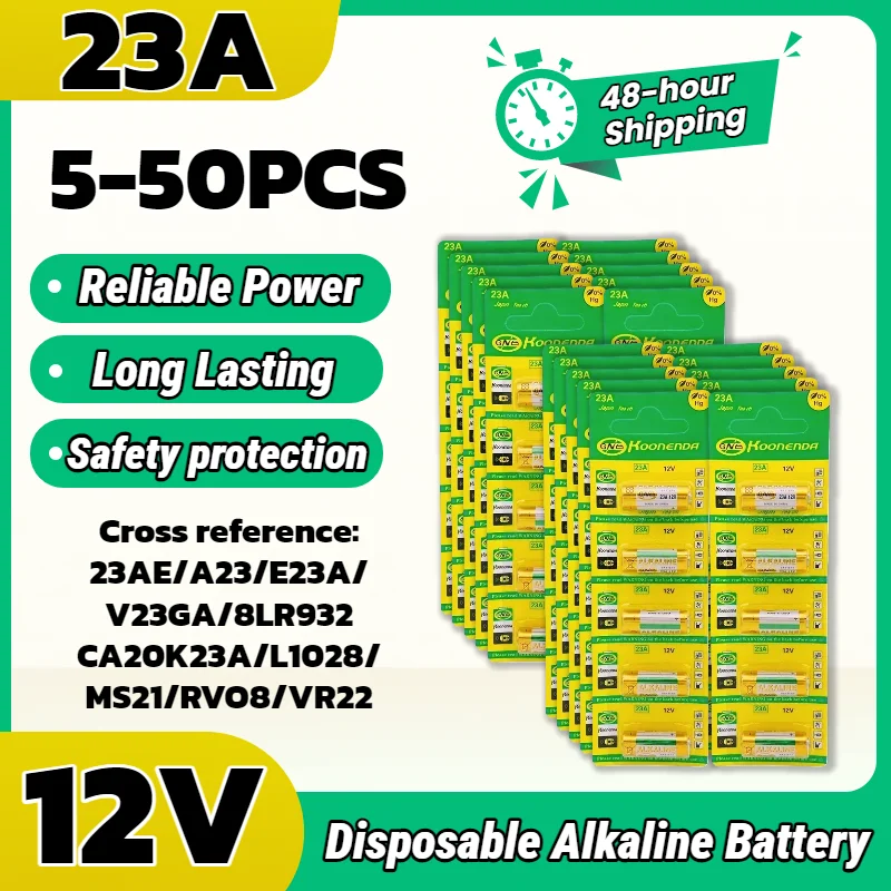 

23A 12V Battery A23 E23A K23A L1028 GP23A LRV08 - Alkaline Batteries for Remote Control Key Fob Doorbell Flashlight Mouse Sensor