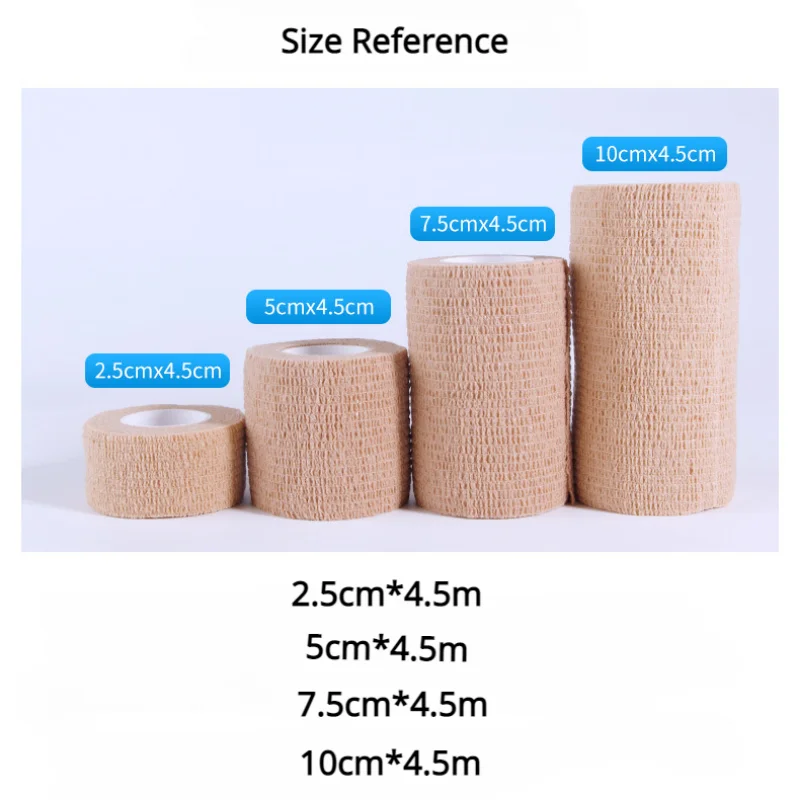 1 rolo de ataduras autoadesivas, não tecido, curativo para feridas, primeiros socorros de emergência da pele, ataduras esportivas, emplastros
