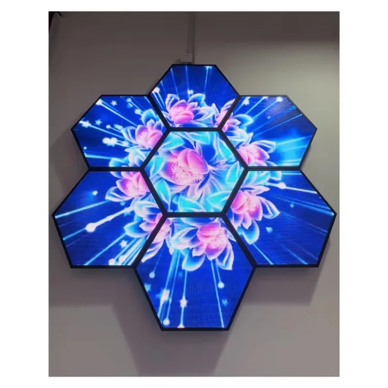 Special-shaped Indoor Waterproof Customized Full Color Advertising Led Video Display Screen Hexagon Led Screen