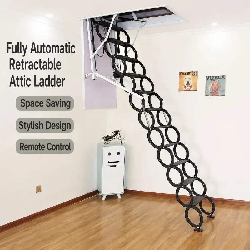 Customized Remote Control Electric Attic Ladder Retractable Loft Staircase Space Saving Ceiling Access Ladder
