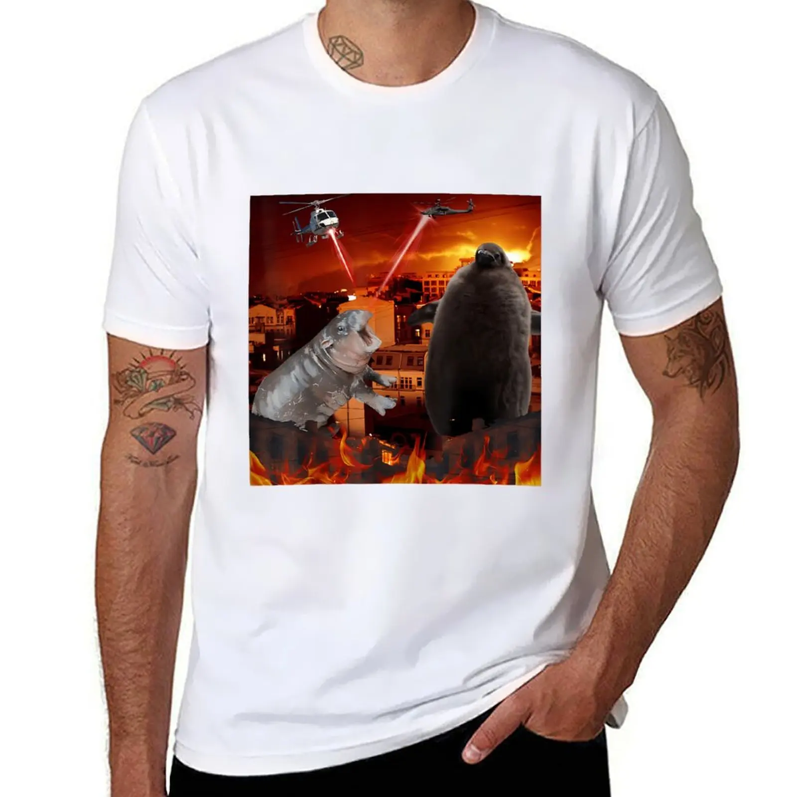 

Moo Deng And Pesto Battle T-Shirt t shirts for man pack white t shirts for man slim fit T-Shirt