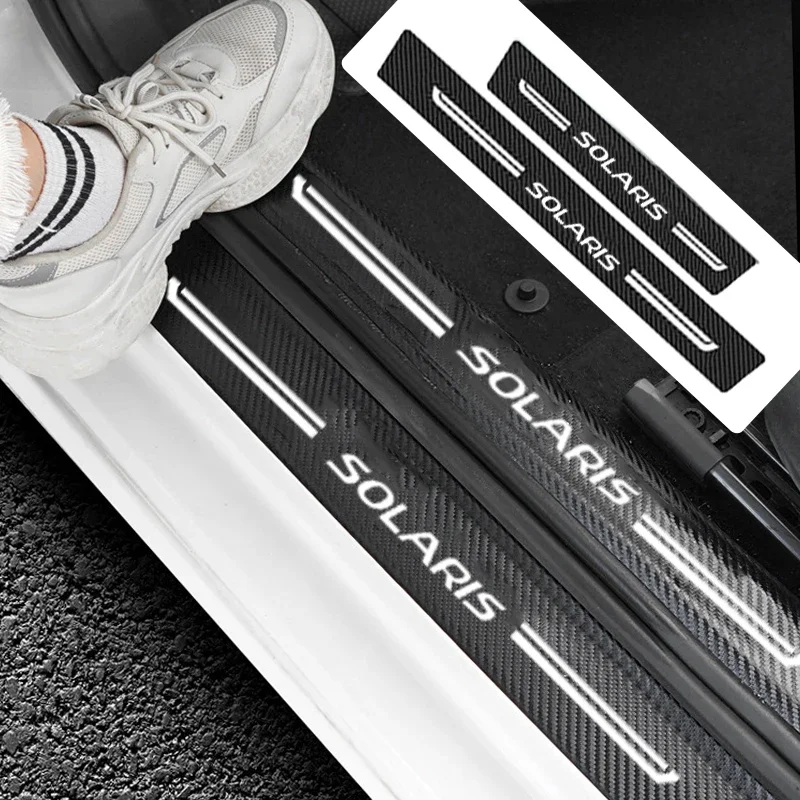 Car Trunk Door Sill Anti Kick Sticker Scuff Scratch for Hyundai SOLARIS Logo Threshold Strip Film Waterproof Decals Accessories