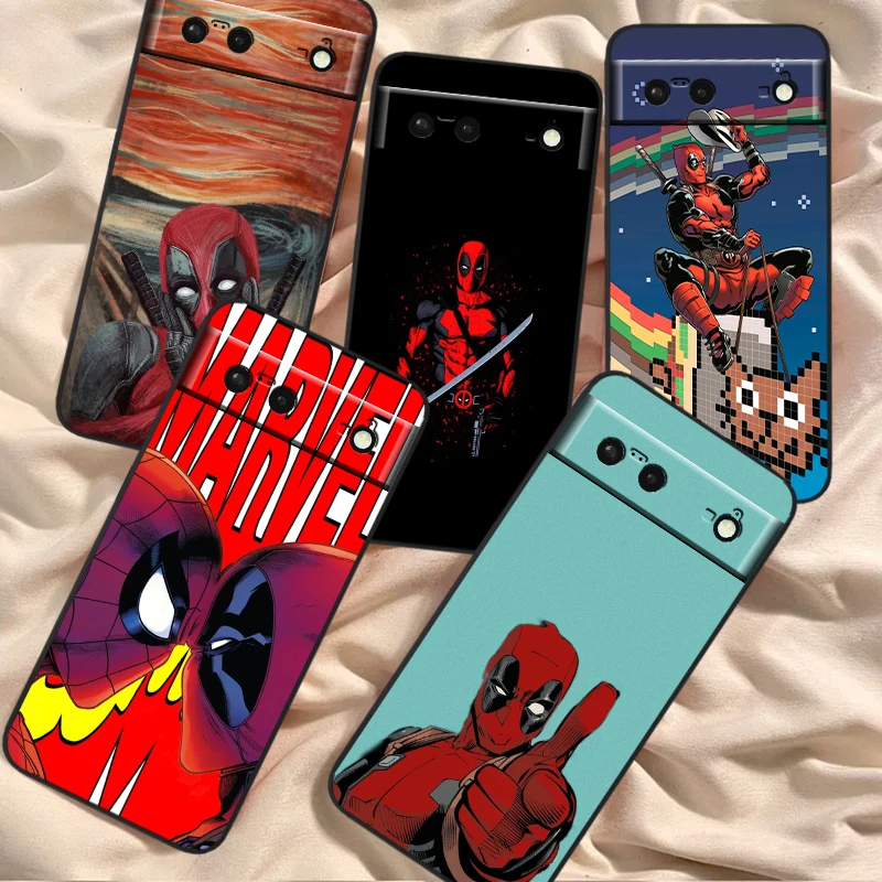 Death Attendant Marvel Cool For Google Pixel 8 7A 7 6A 6 5A 5 4 4A XL 5G Black Silicon Shockproof Shell Cover Phone Case