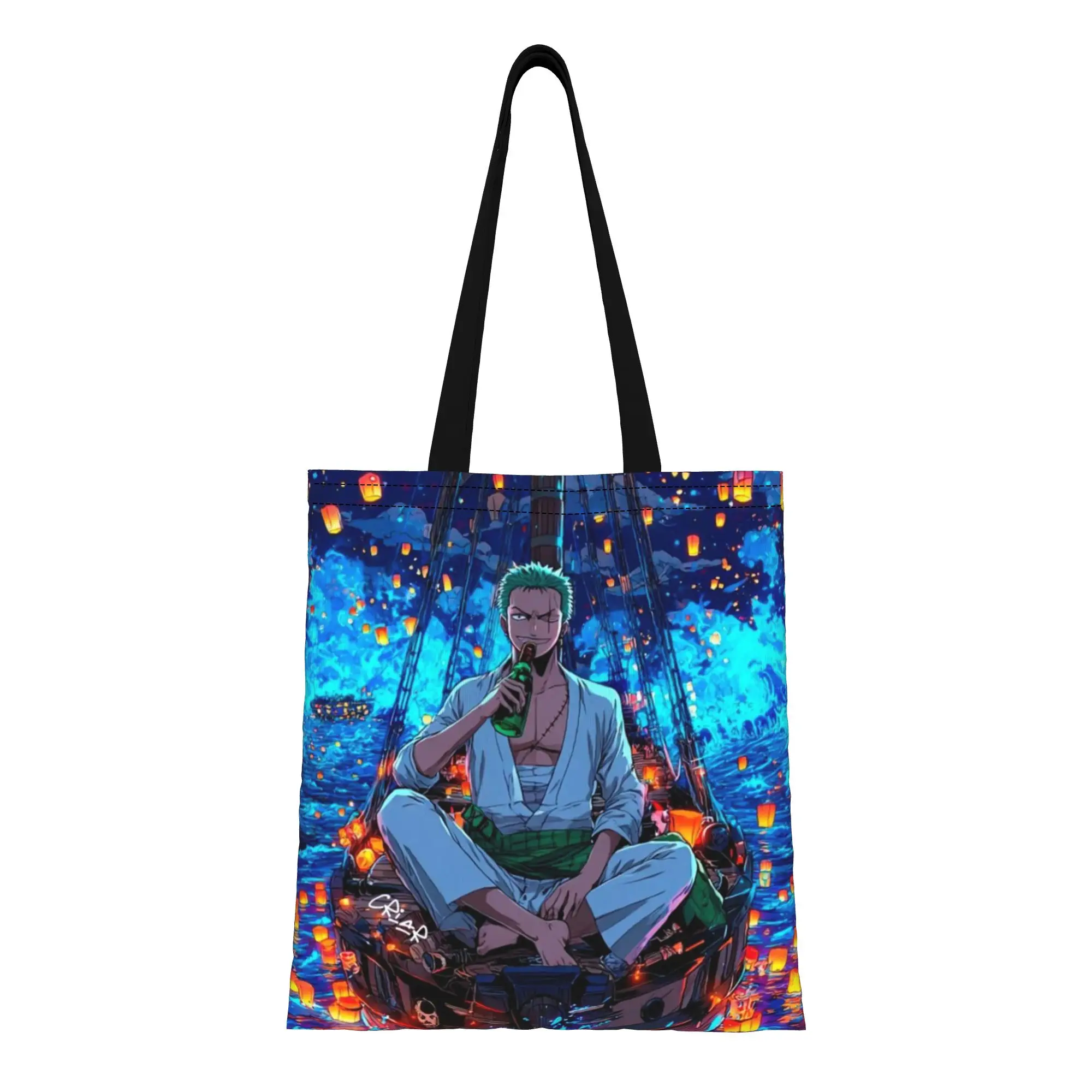 

Сумка-тоут из холщовой ткани с изображением Пиратского короля из аниме One Piece, идеально подходит для путешествий, женская сумка с верхней ручкой.