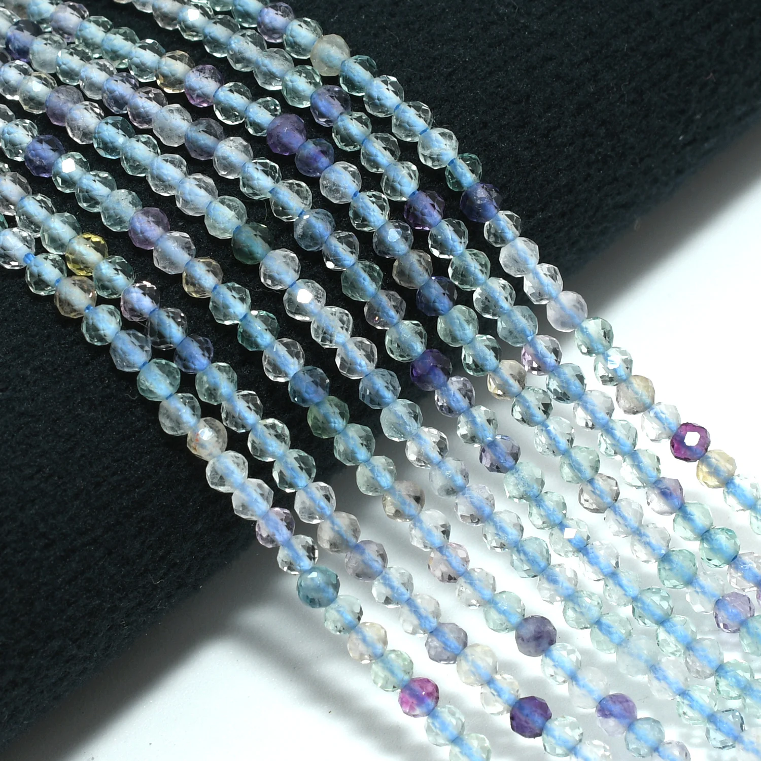 Natural Multiple Color Fluorite Faceted Round Beads 2.5mm