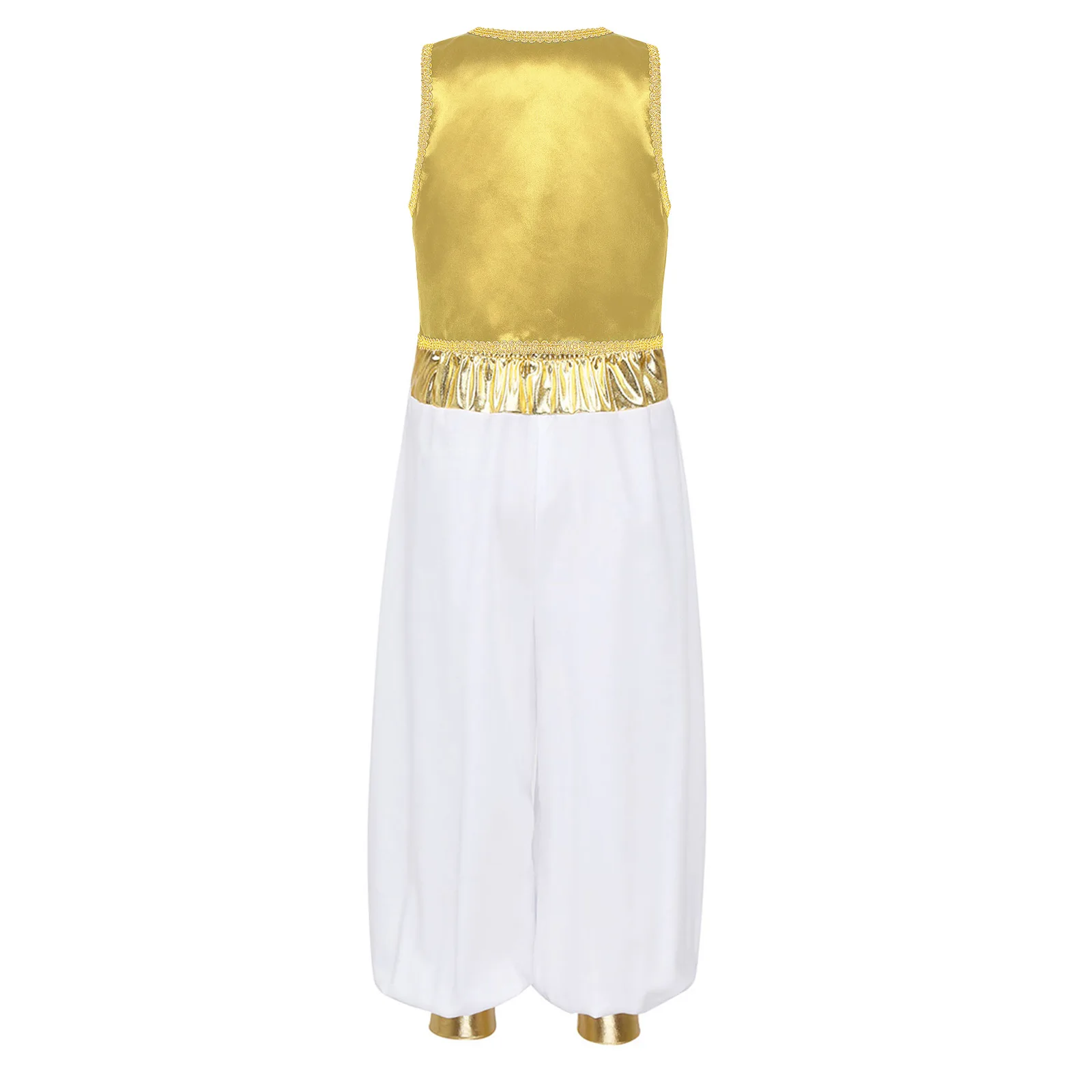 Costume de Prince Arabe d'Halloween pour Enfant Garçon, Ensemble de Performance en Fibre Satin, GlaTop avec Pantalon Aadt, Jeu de Rôle