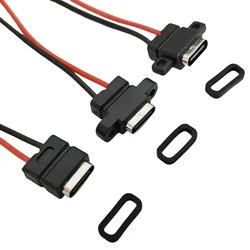 1-10pcs Type-C 2Pin Waterproof Female USB-C Socket Port With Screw Hole Fast Charge Charging Interface USB Connector With Cable