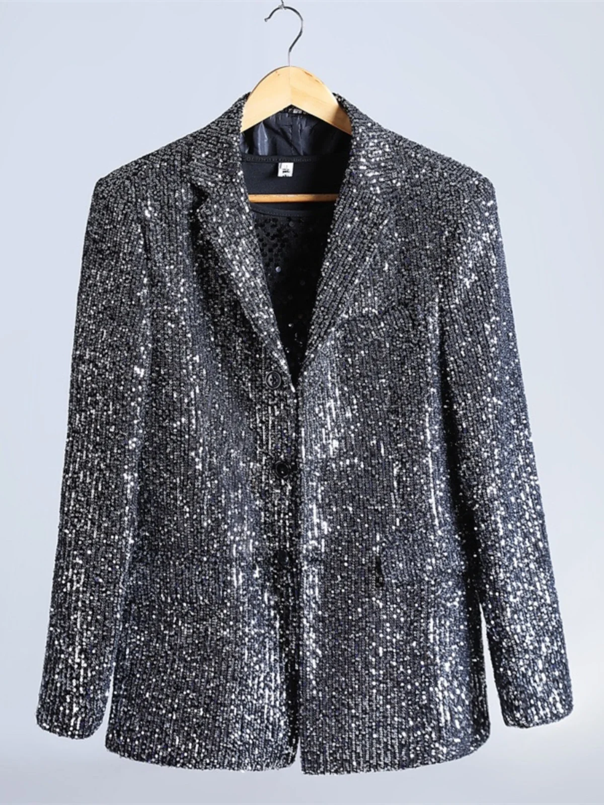 Giacca da uomo con paillettes alla moda 2024 primavera estate nuovi blazer maschili belli maniche lunghe giacche da abito Multi-fibbia a fila singola