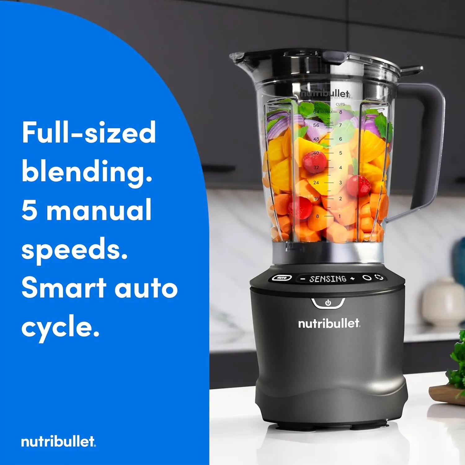 SmartSense 5-speed, full-size blender, 1400 Watt- Gunmetal Gray