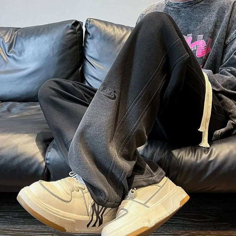 

Men's Loose Fit Spor Sweatpants American Retro Sle Casual Long Trousers Breathable Comfortable Straight Leg Pants