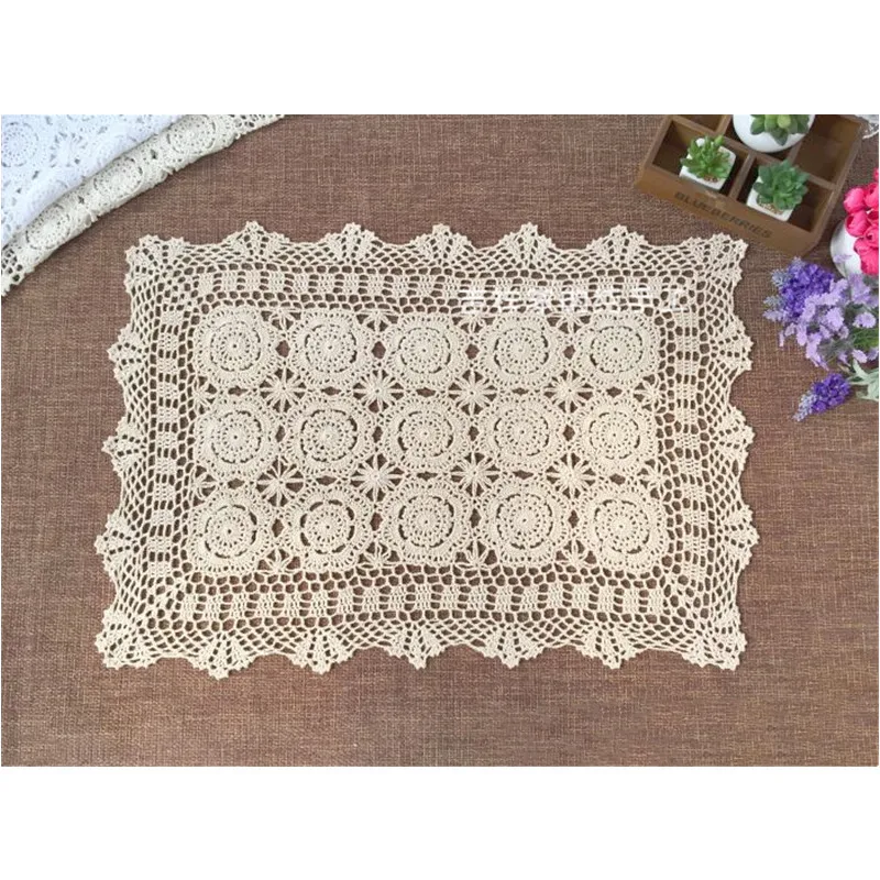 Vintage Crocheted Doilies Oval Table Mat Shabby Chic Crochet Placemet Handmade Wedding Event Decor 30x45cm