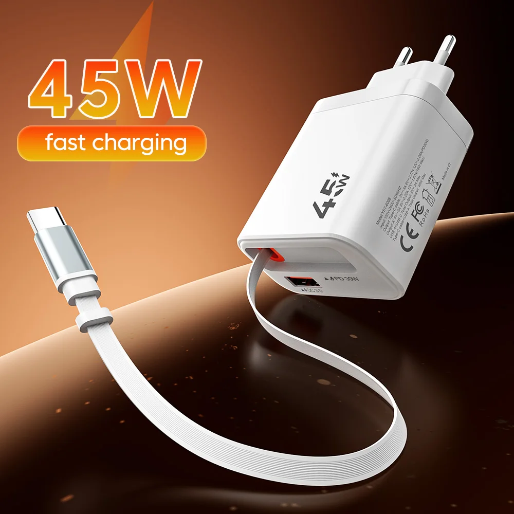 

45W Expansion Cable Super Fast Charge Type C USB Phone Charger Retractable USB C Cable For Iphone17 Samsung POCO Xiaomi