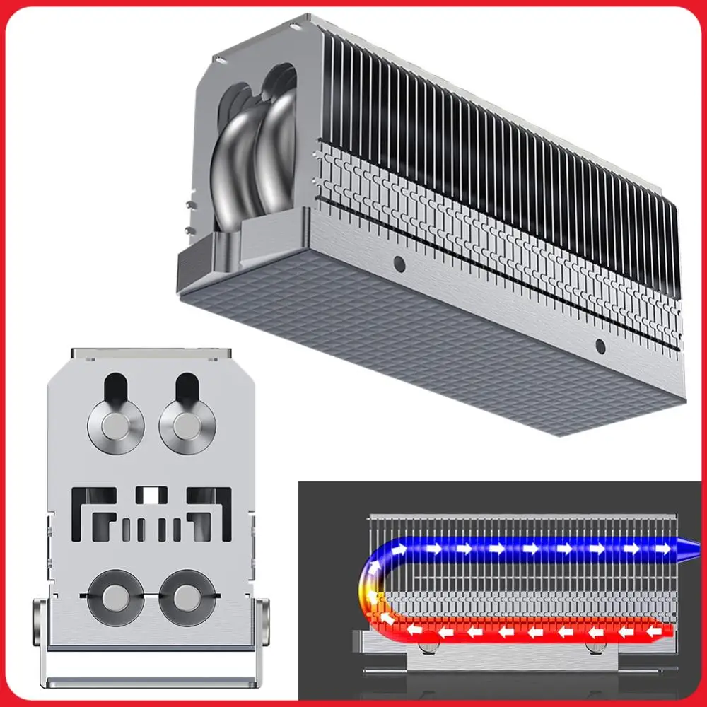 

M.2 2280 SSD Heatsink Solid State Drive Radiator 2xAGHP Heat Pipe SSD Cooling with Thermal Silicone Pad