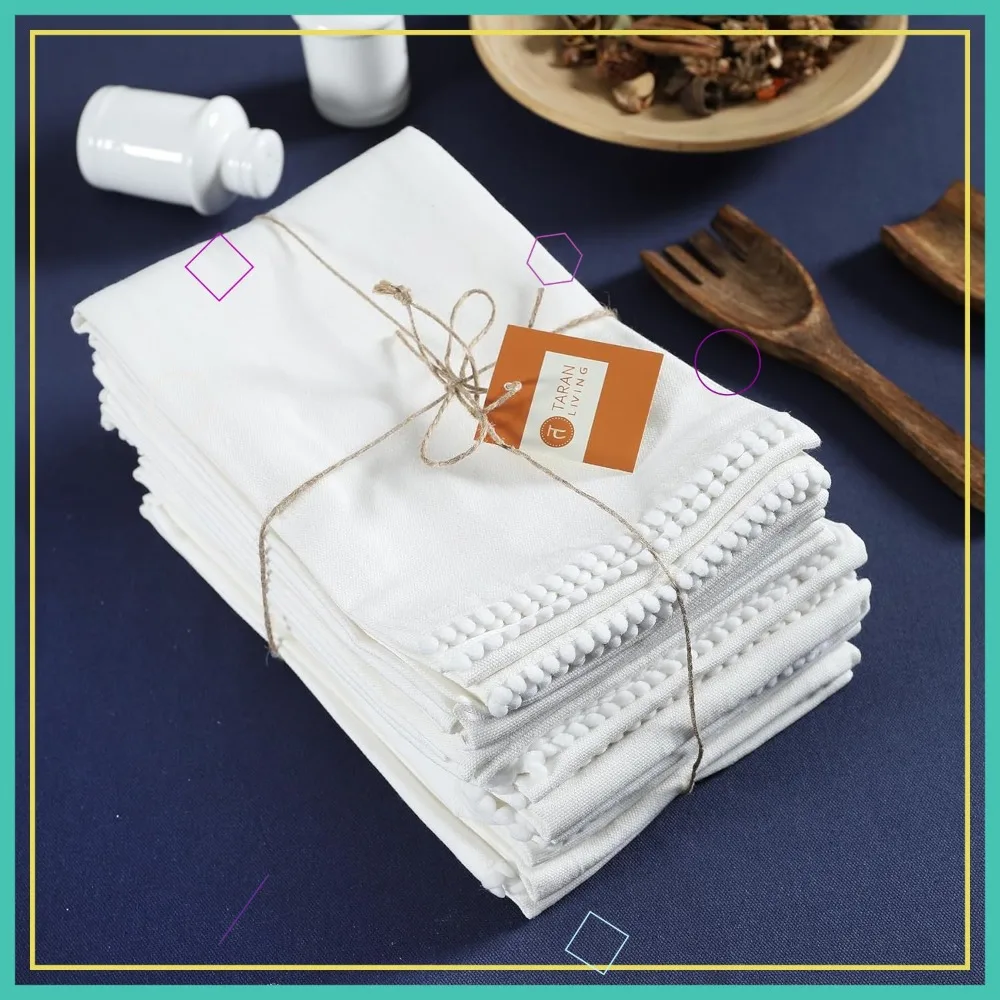 

Набор кухонных полотенец из 100% хлопка, 6 штук, многоразовые салфетки для мытья посуды с петлей для подвешивания, для уборки и сушки - белые