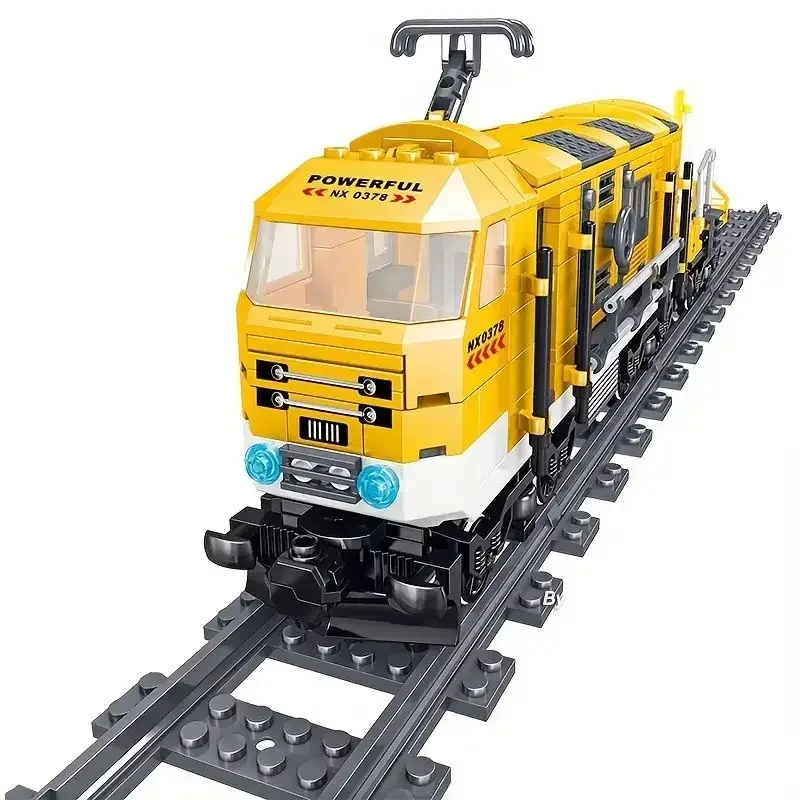 Technical Electric Train Sets City Cargo Steam Railway Engineering Tracks RC Car Building Blocks Toys For Children Boys Gifts