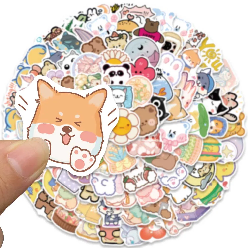 100pcs Cute Cartoon Mini Size Animals Vsco Girl Stickers Waterproof Graffiti For Laptop Phone Guitar Luggage Bike Vinyl Decals