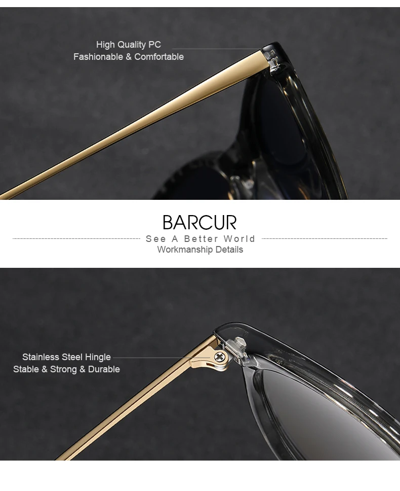 BARCUR Klassische polarisierte Sonnenbrille für Männer und Frauen, unverzichtbar für Outdoor-Fahren, Business-Freizeit-Sonnenbrillen – Detail 6