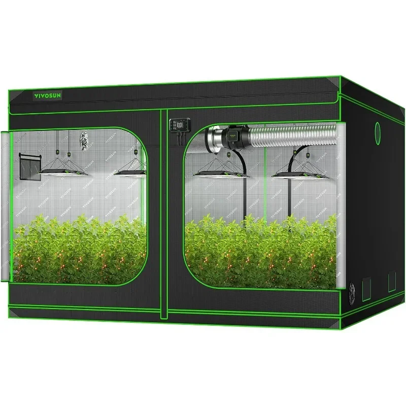 VIVOSUN Grow tent, highly reflective polyester film with viewing window and floor tray, suitable for indoor hydroponic plants