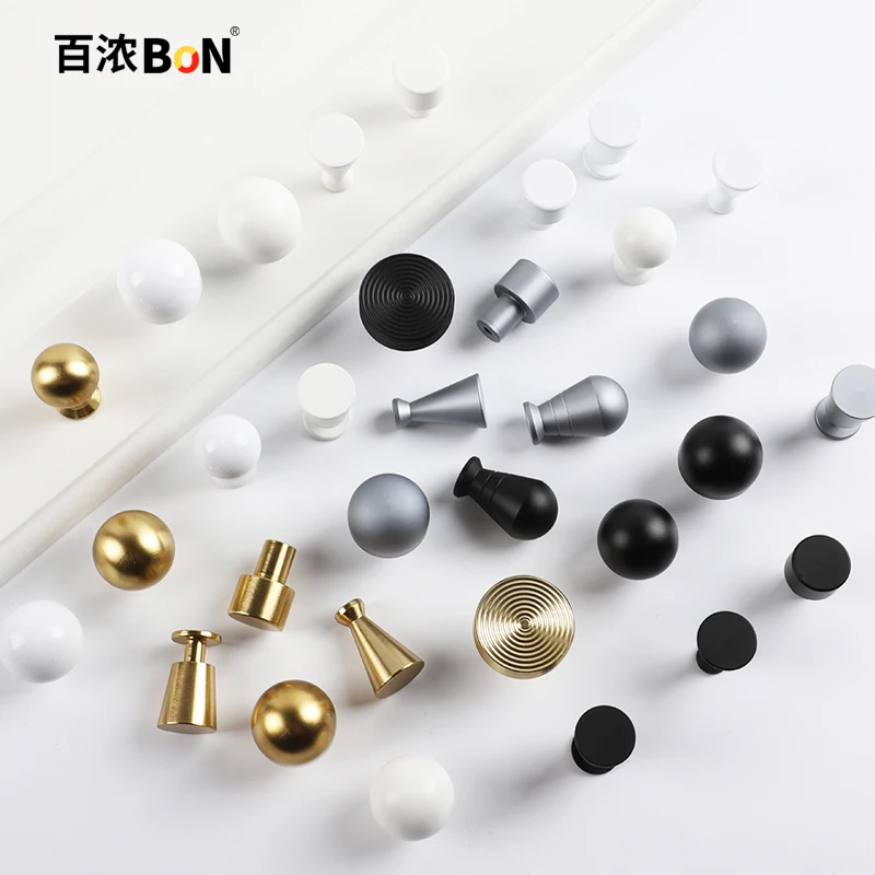 BaiNongModern simple single hole cabinet door handle drawer door ball shaped door handle children lovely white black luxury high