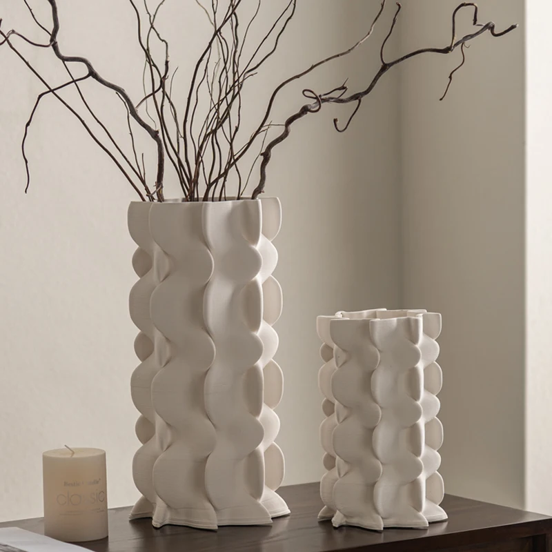 

High-End Design Sense Of Home Soft Decorations Ornaments Entryway Atmosphere Sense Of Creative Geometric Irregular White Vase