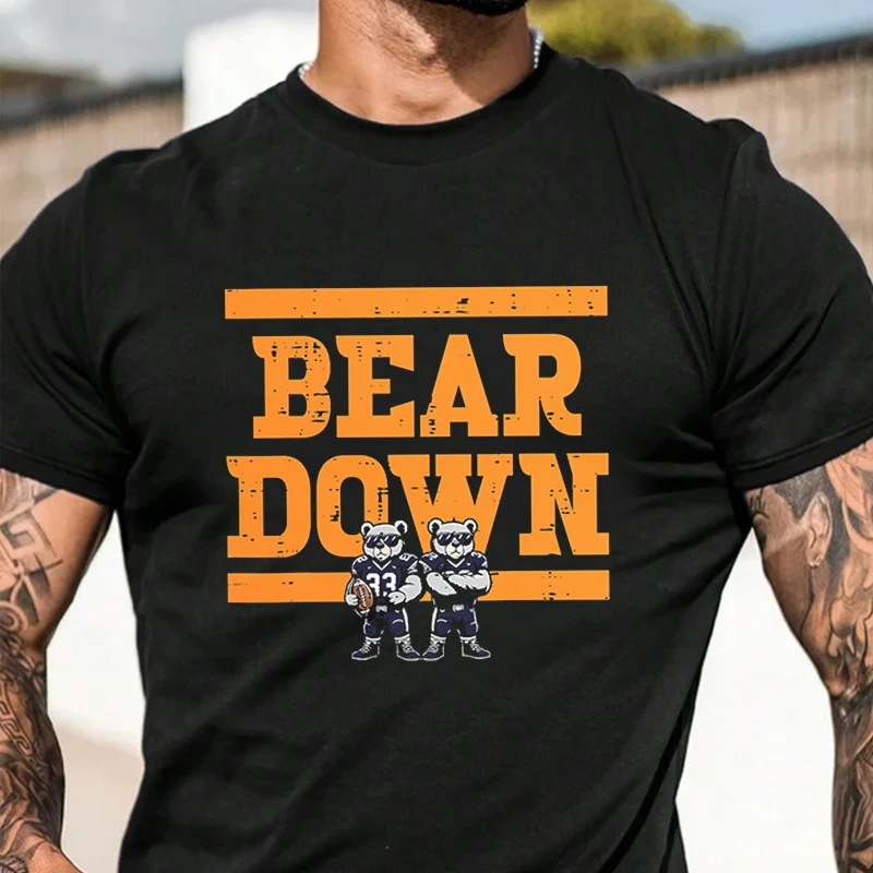 

Bear Down Football Men's Graphic Print T-Shirt Casual Street Style Suitable For Travel And Sports Tee