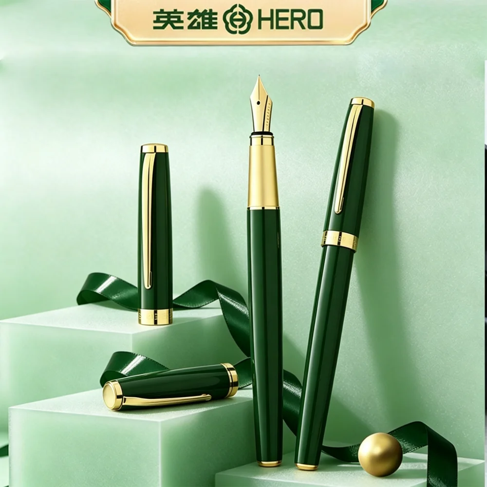 

HERO P108 Two Fountain Pens Set 7 Color Fine Iridium Point for Smooth Writing Student School Supplies No Ink Included