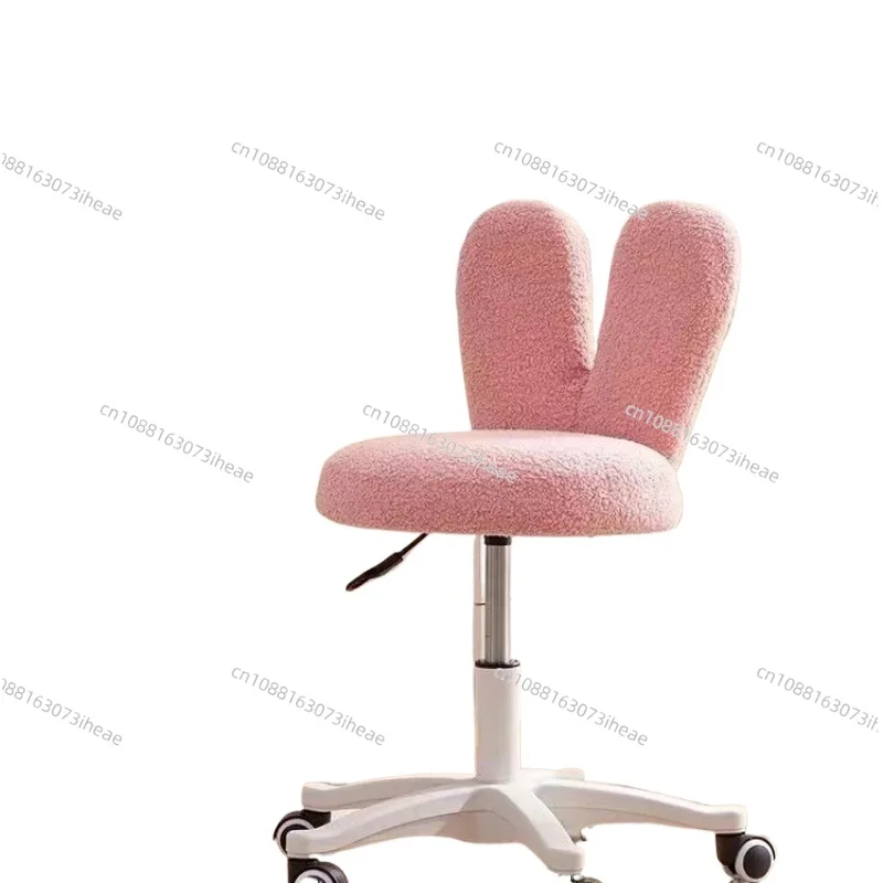 A Nordic Furniture Lamb Velvet Living hairs Bedroom Makeup Stool Rotating Pulley Stool Leisure Seat Elevating Backrest Chair