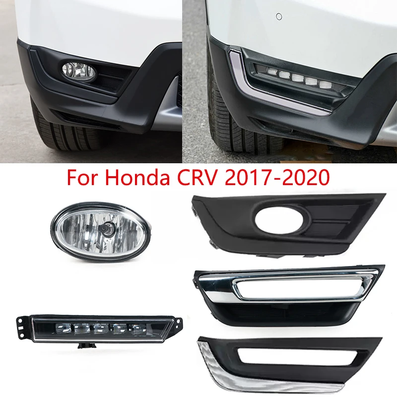 For Honda CRV CR-V 2017 2018 2019 2020 Front Bumper Fog Light Daytime Running Lamp Frame Trim Cover Hood Foglight Foglamp