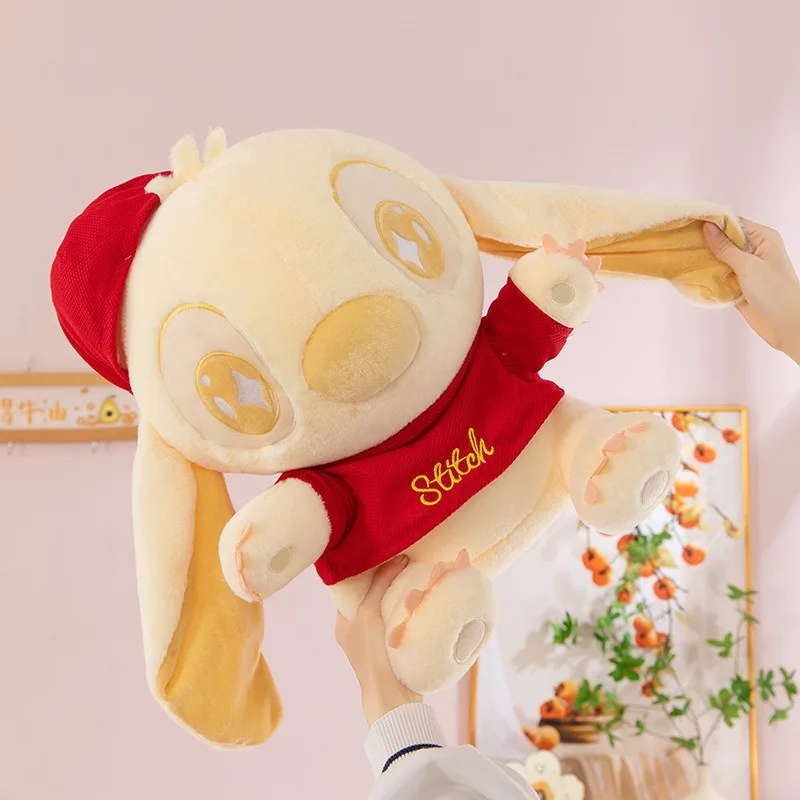 Kawaii القطيفة غرزة يجلس مع قبعة الذهب الأحمر اللون لطيف محشوة دمية للأطفال هدية عيد ميلاد وسادة ناعمة كبيرة Pal
