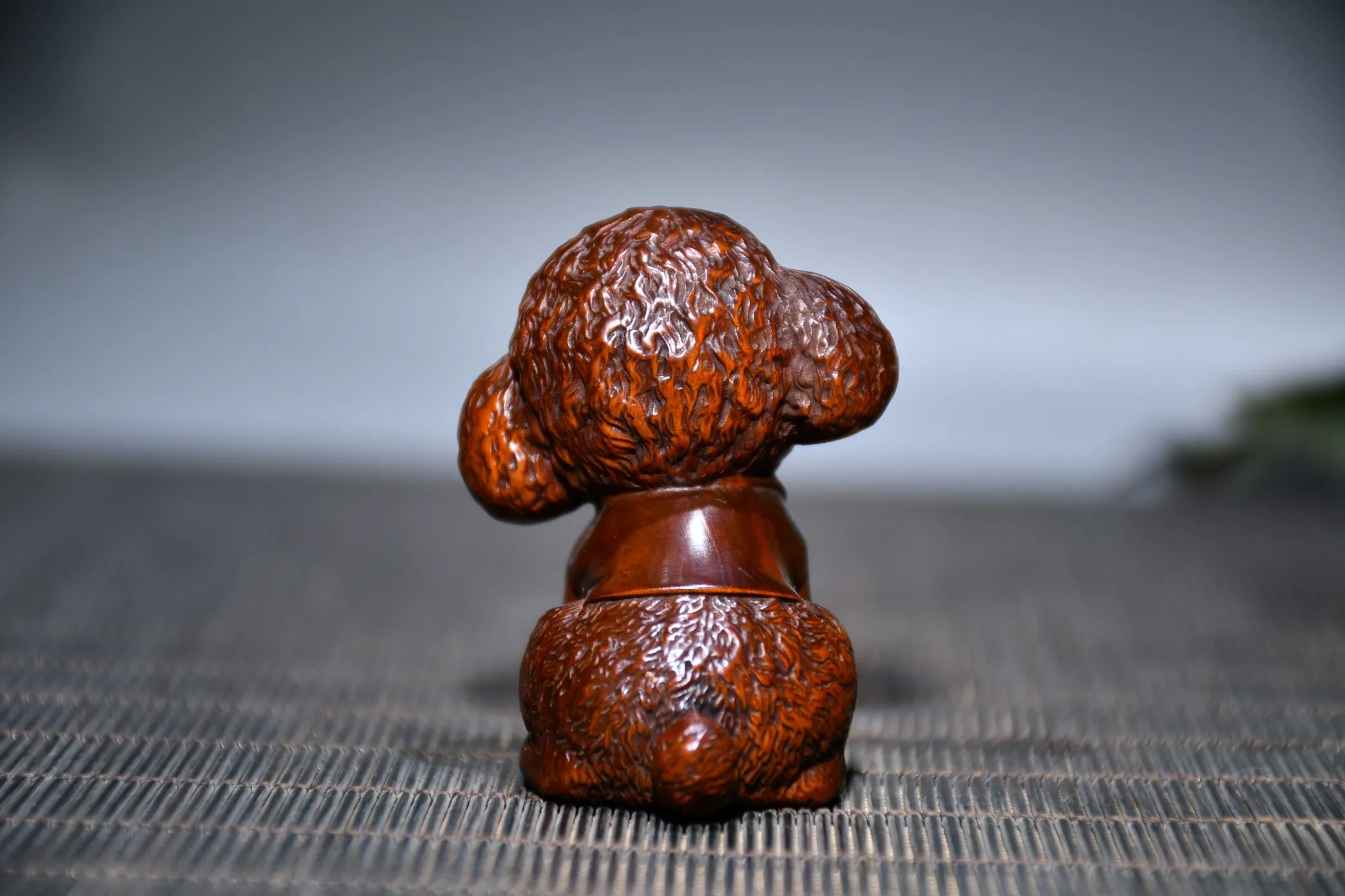 Teddy Dog Statue Miniature Cute Dog Statue Handmade Wood Carving Home Decor Sculpture Kids Toy Christmas Gift