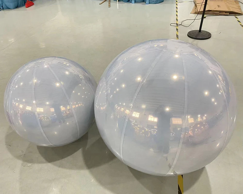 Witte kleur Opblaasbare Spiegel Bal Grote Glanzend Ballen PVC Disco Ornamenten Gigantische Spiegel Ballon Voor Nachtclub Feestdecoratie