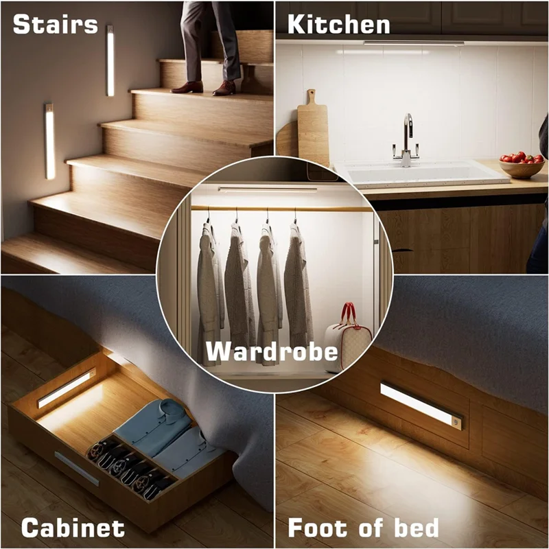 

A76K Wireless LED Lamp Intelligent Human Sensing Ultra-Thin LED Light Magnetic Strip Light USB Light Fit For Wall Wardrobe Light