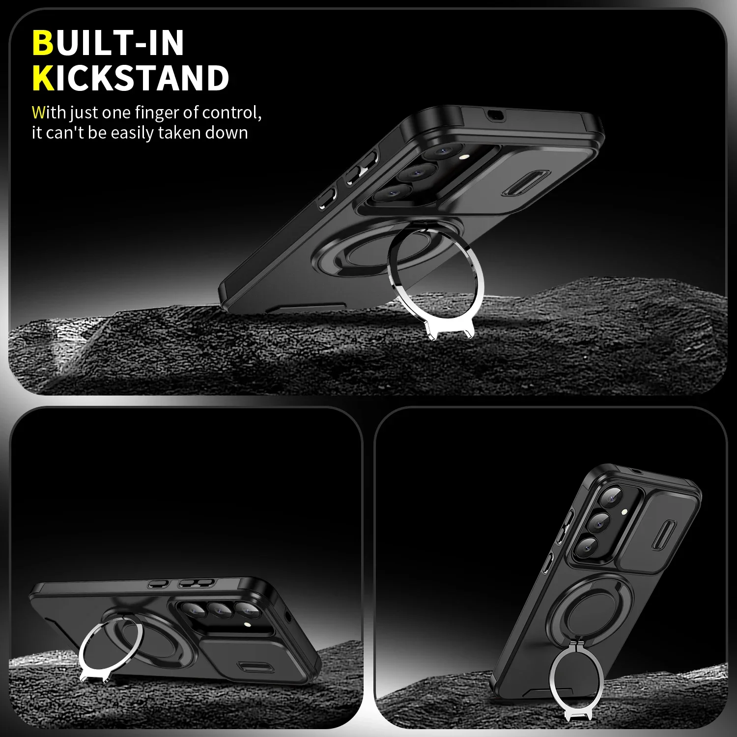 Чехол-подставка с кольцевой подставкой для Samsung Galaxy S25 FE S24 Plus S23 Ultra S22 S21 Coque