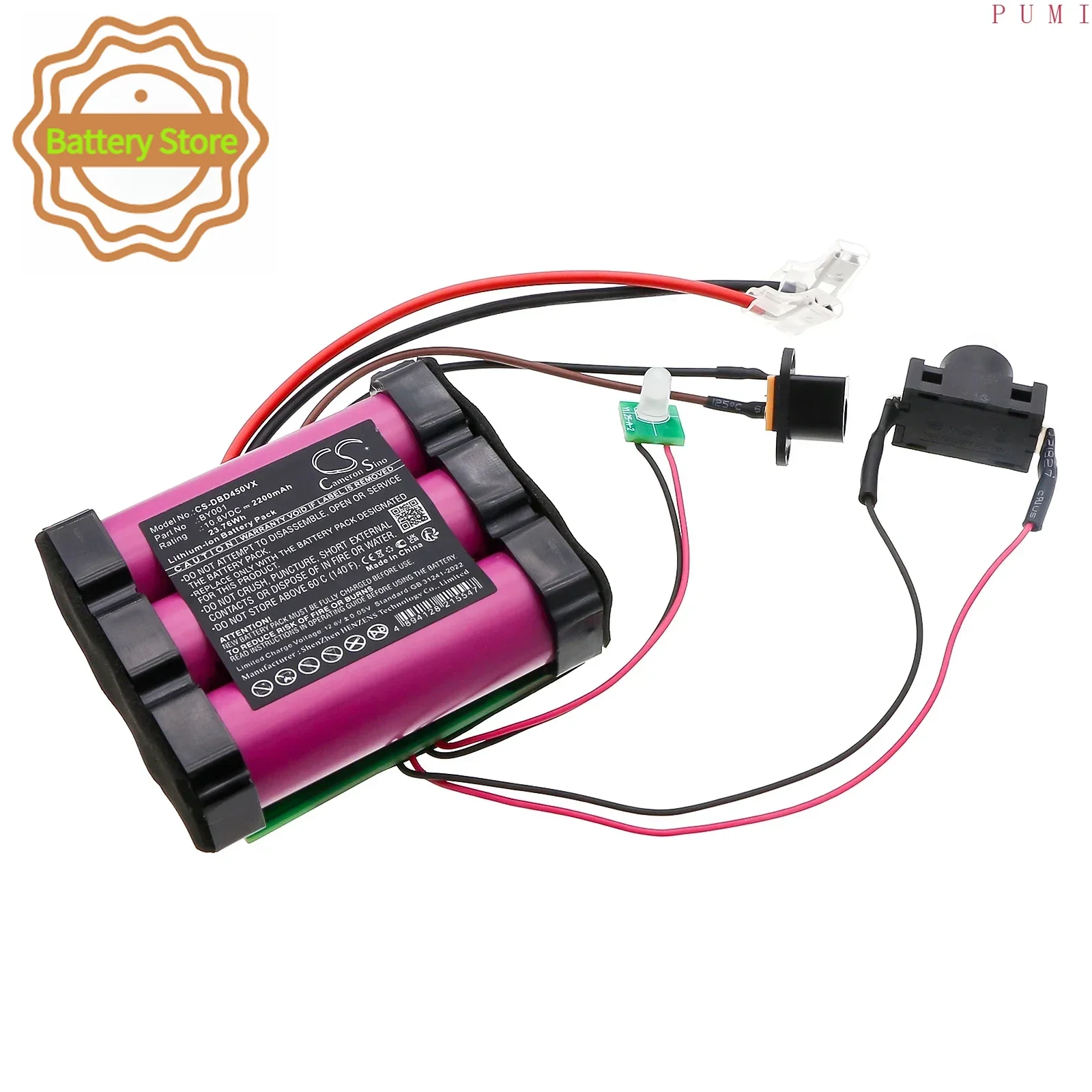 CS Replacement Battery for Dirt Devil BD45000,Black Lightweight Cordless Hard Floor Broom Vacuum C PN:BY001 2200mAh / 23.76Wh