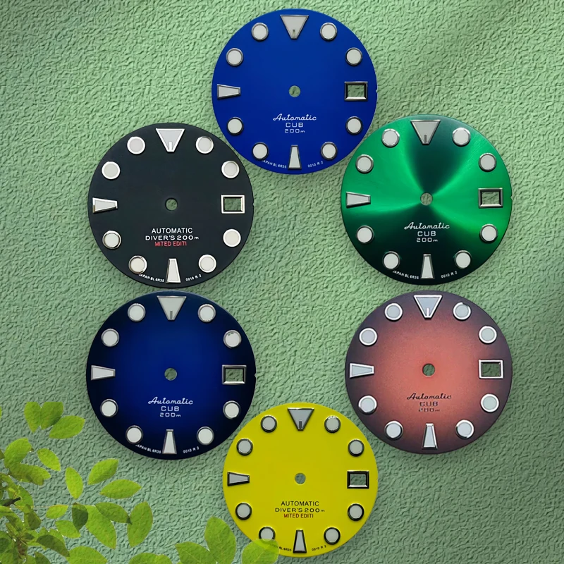 

28.5mm S logo NH35 Dial/NH36 Dial Green Luminous Dive Mechanical Watch Dial