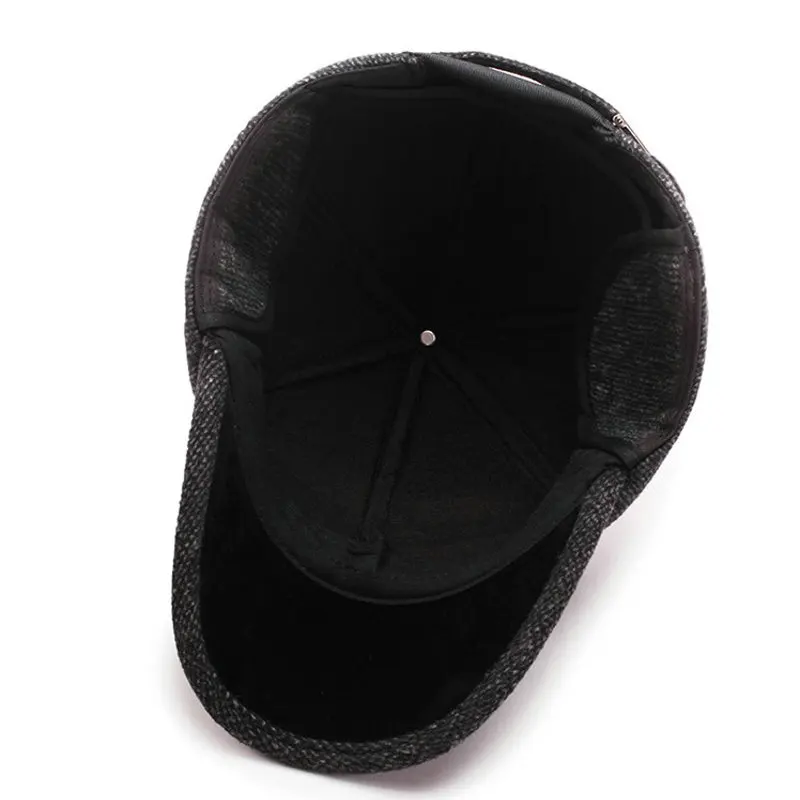 New Baseball Cap Woolen Knitted Winter Ear Cover Baseball Cap Men Thicken Warm Hats with Earflaps Sport Golf Hats Snapback