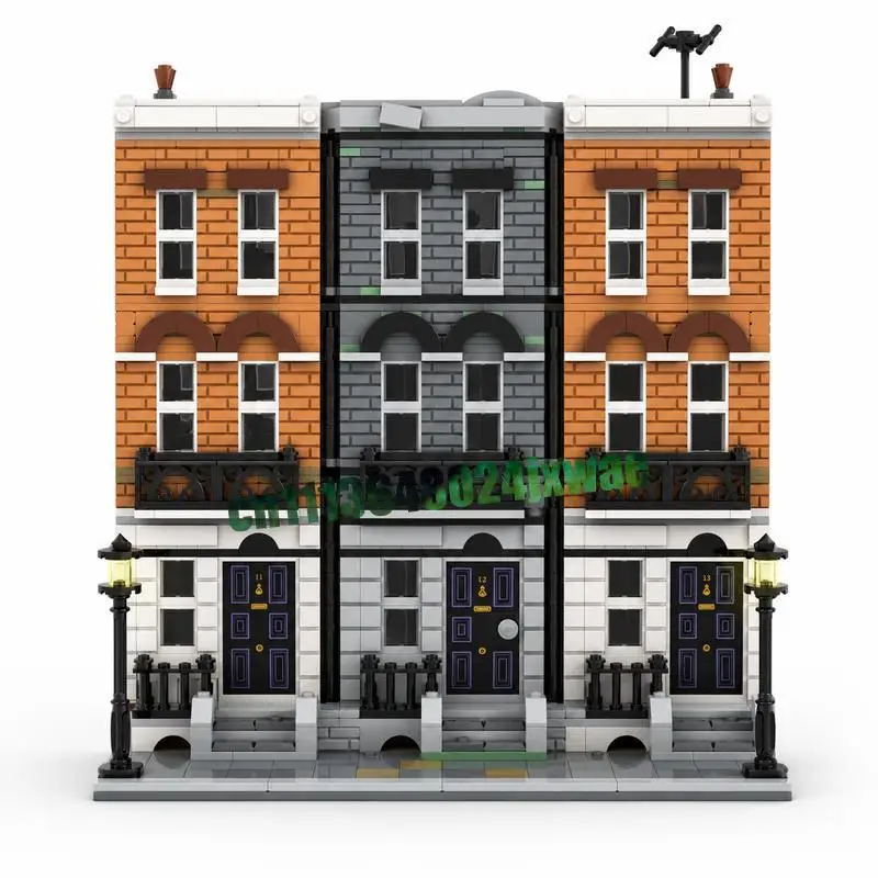 1723PCS Vintage Multi Story Townhouse Complete Interior Modular Street Building Blocks MOC Model DIY Assembly Gift For Collector