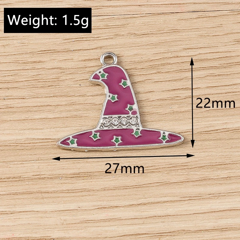 Tusember 20 Stück Emaille-Hexenhut-Katzen-Schädel-Fledermaus-Spinnen-Charm-Anhänger für Halsketten, Ohrringe, DIY-Armbänder, Halloween-Schmuckherstellung – Detail 6