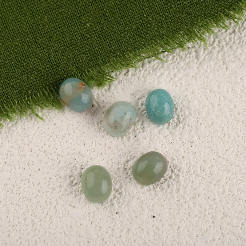 5Pcs Dark Green Blue Opal cabochon Decorative earrings and rings Handmade Natural Jewelry 9x7x5mm 0.9g