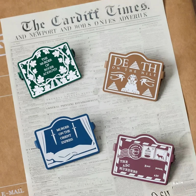 Agatha Christie Brass Enamel Multi‑use Clip Book Sealing Journal Clip Storage Bookmark Detective Book Lover Collectible Gift