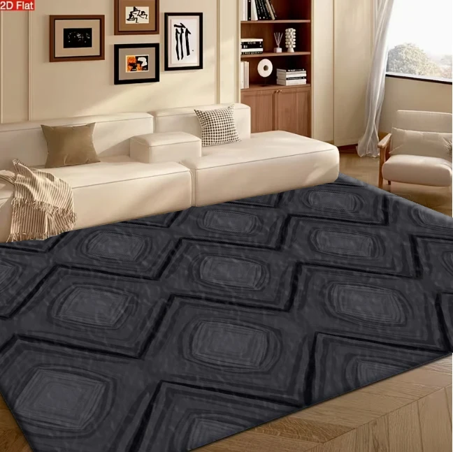 Dark Rhombus Geometric Texture Carpet Flooring Household Indoor Floor Ornament