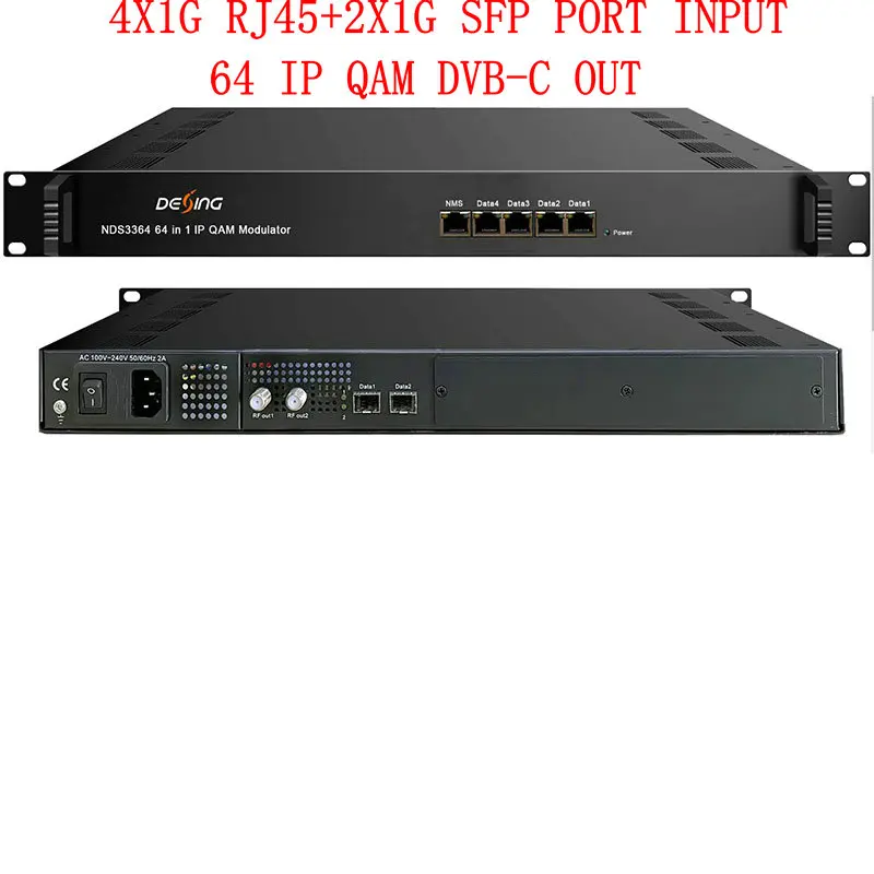 16 32 64 Channel IP to DVB-C RF Modulator IP QAM Hotel Cable System Multiplexing Encryption UDP RTP Multicast to RF DTV