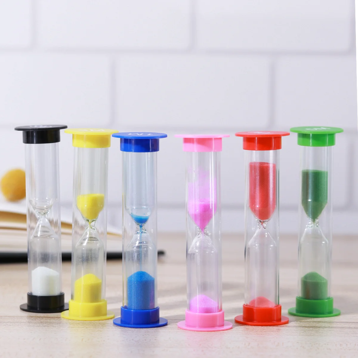 

6pcs 6 Colors 1/2/3/5/10 Minute Sand Timer Hourglass For Cooking Games Exercise Decor Home Office Pvc Clock Kitchen Bar