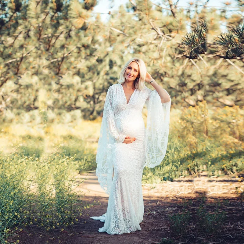 Maternity's New Sexy Maternity Photography Props Dresses Gown for Photo Shoots White Women Pregnancy Dress